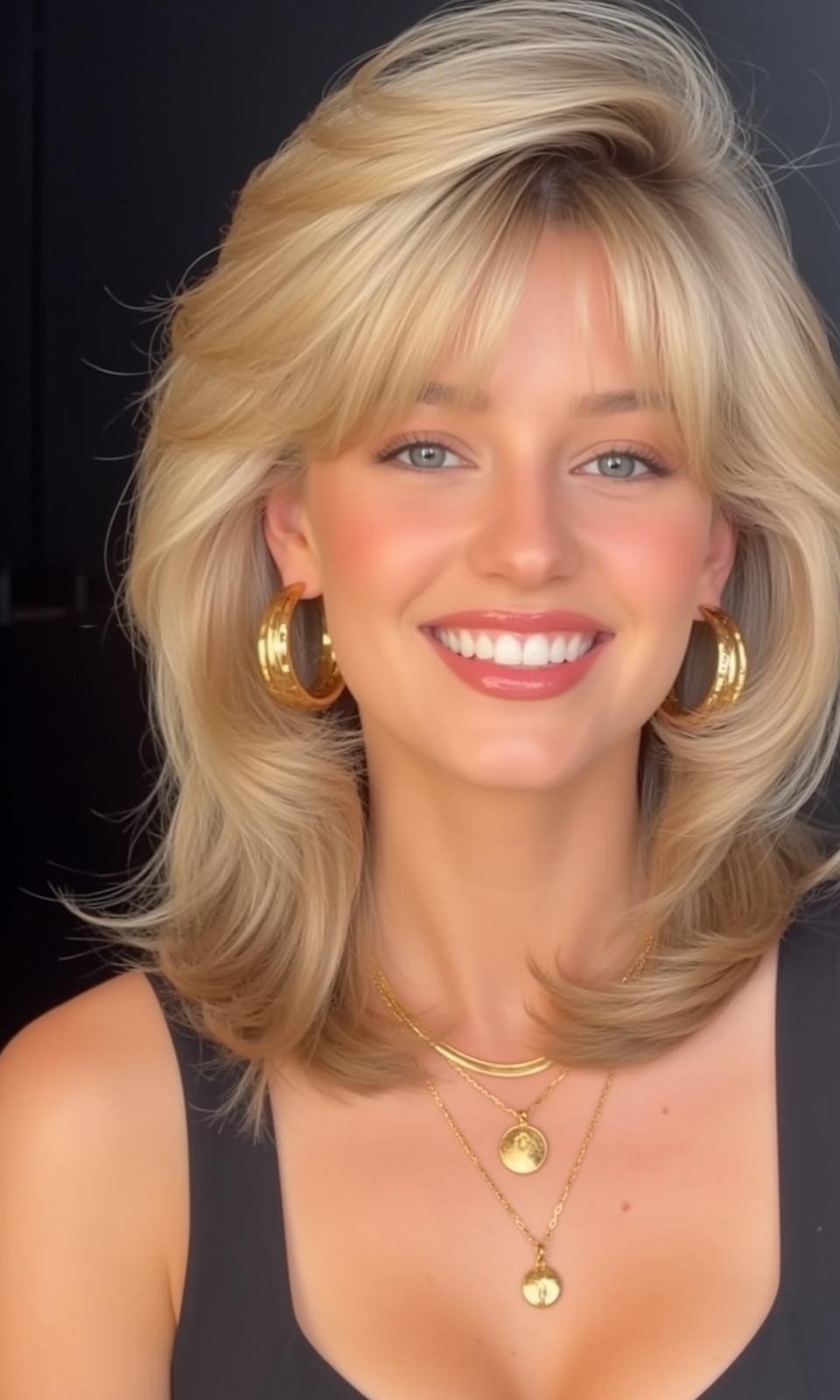 Hair Salon Young Blonde Layered Bangs Fair