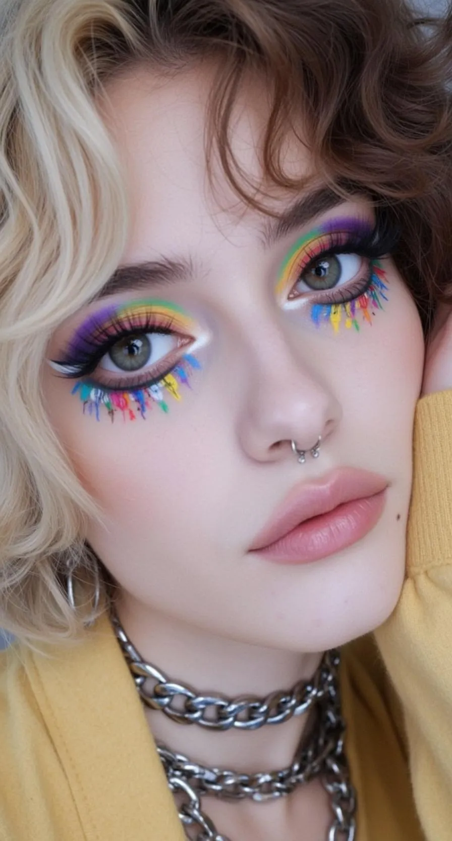 Halloween Makeup Young Wavy Two-toned Blonde Brown