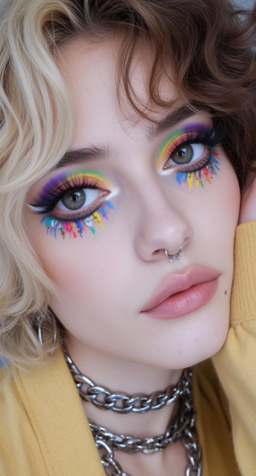Halloween Makeup Young Wavy Two-toned Blonde Brown