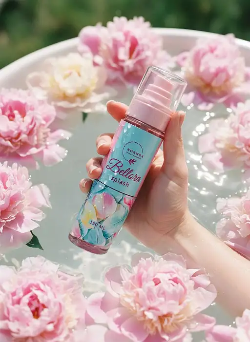 Product Photography Natural Light Hand Holding Bellora Splash Bottle Pool