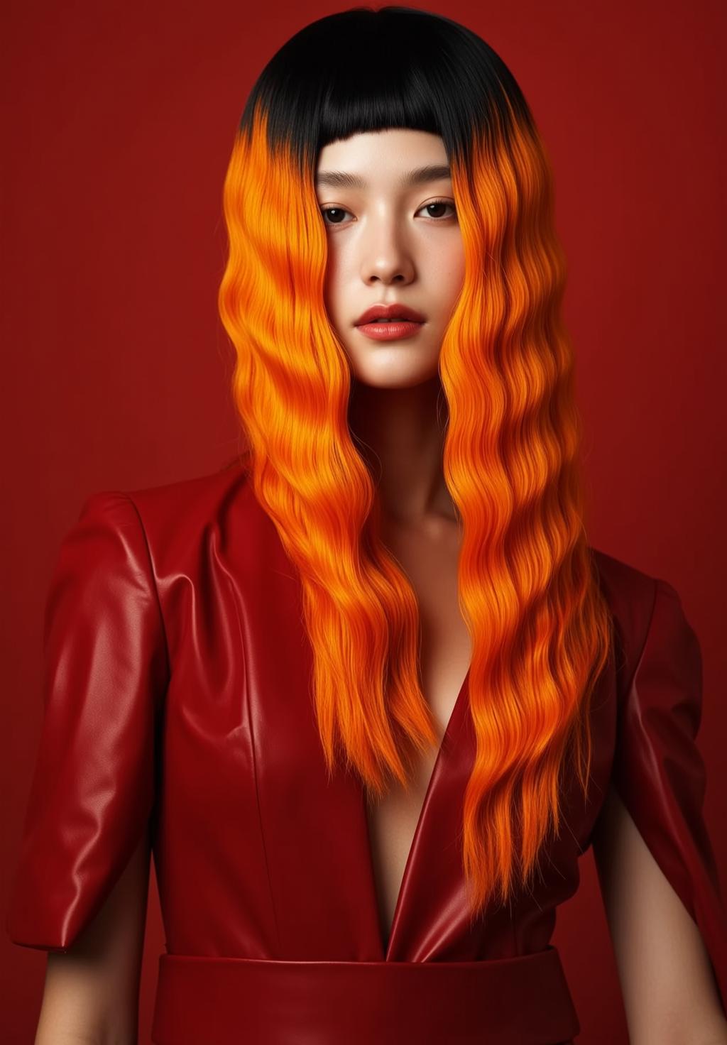 Red Leather Jacket Orange Hair Studio