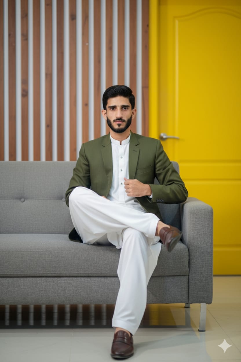 Stylish South Asian In Olive Blazer Modern Sophisticated…