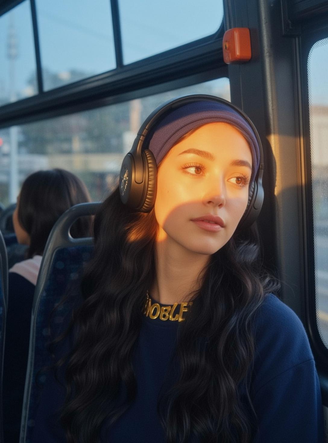 Bus Window Golden Hour