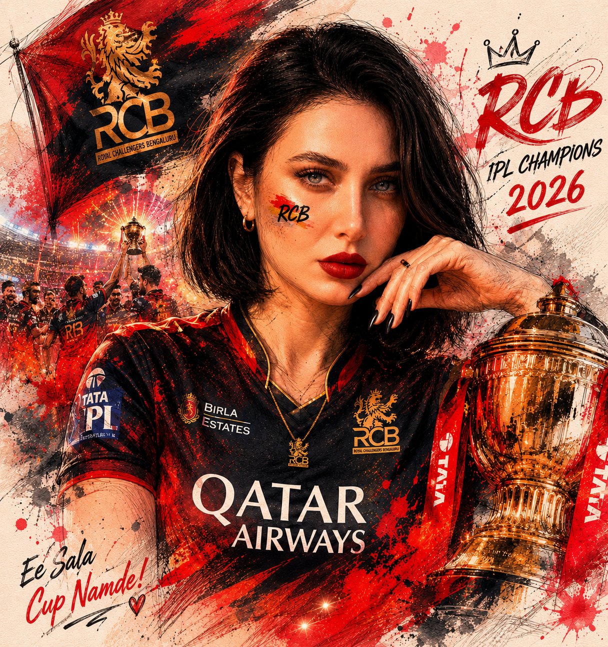 Cricket Jersey With Gold Trophy