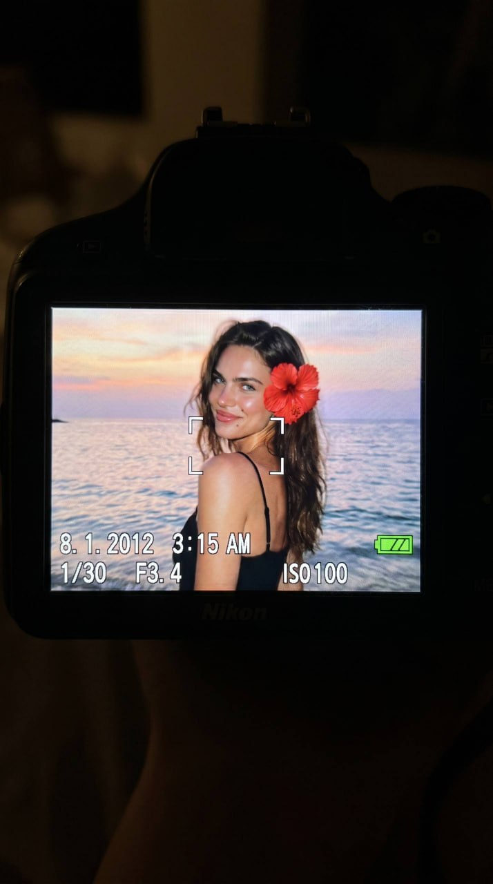 Camera Screen At Calm Sea Sunset