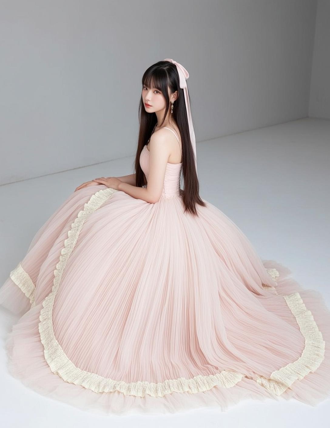 Ethereal Young Long Dark Straight Bangs Fair