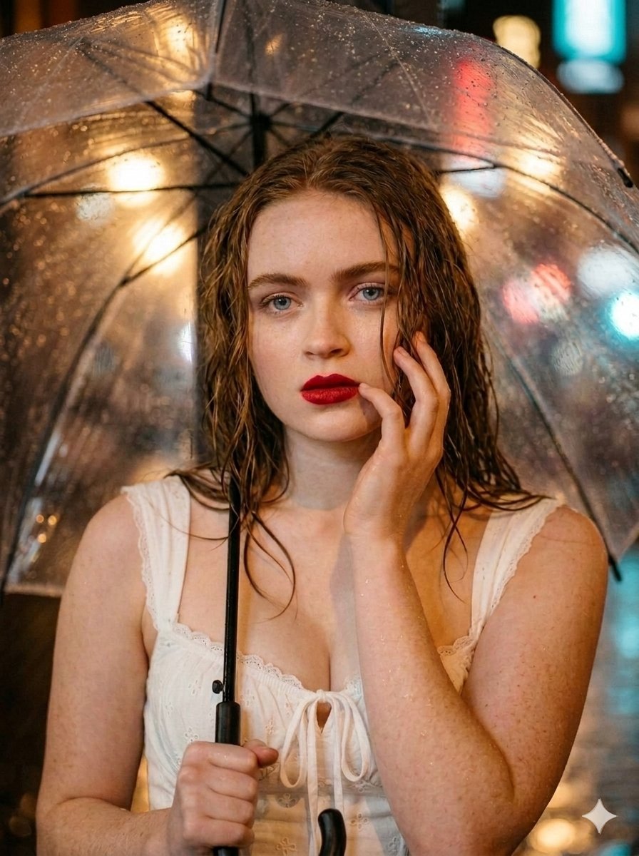 Clear Umbrella City Lights Night
