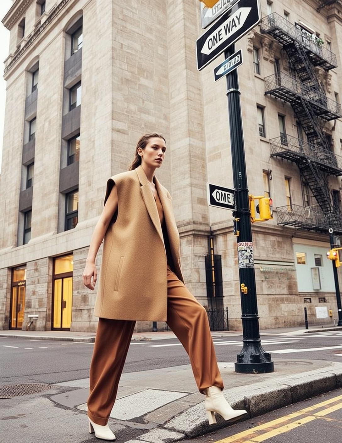 Luxury Pulled Back Fair Tan Sleeveless Blazer