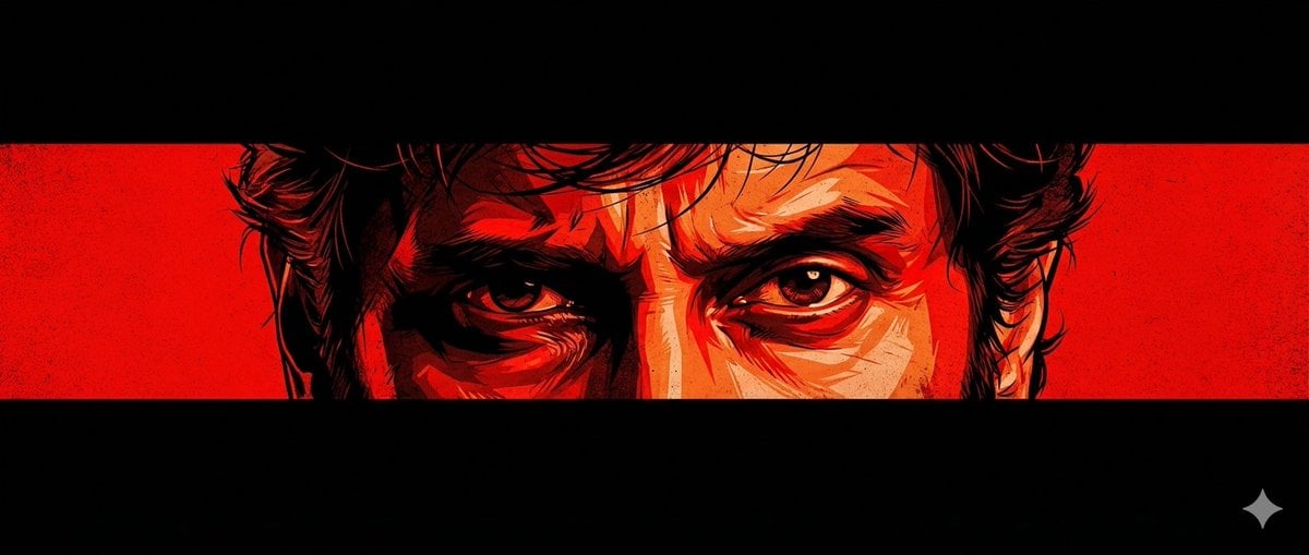 Cinematic Poster Man Eyes Graphic Novel Style