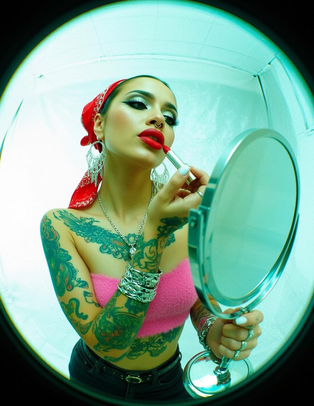 Bandana Lipstick Mirror Studio Look