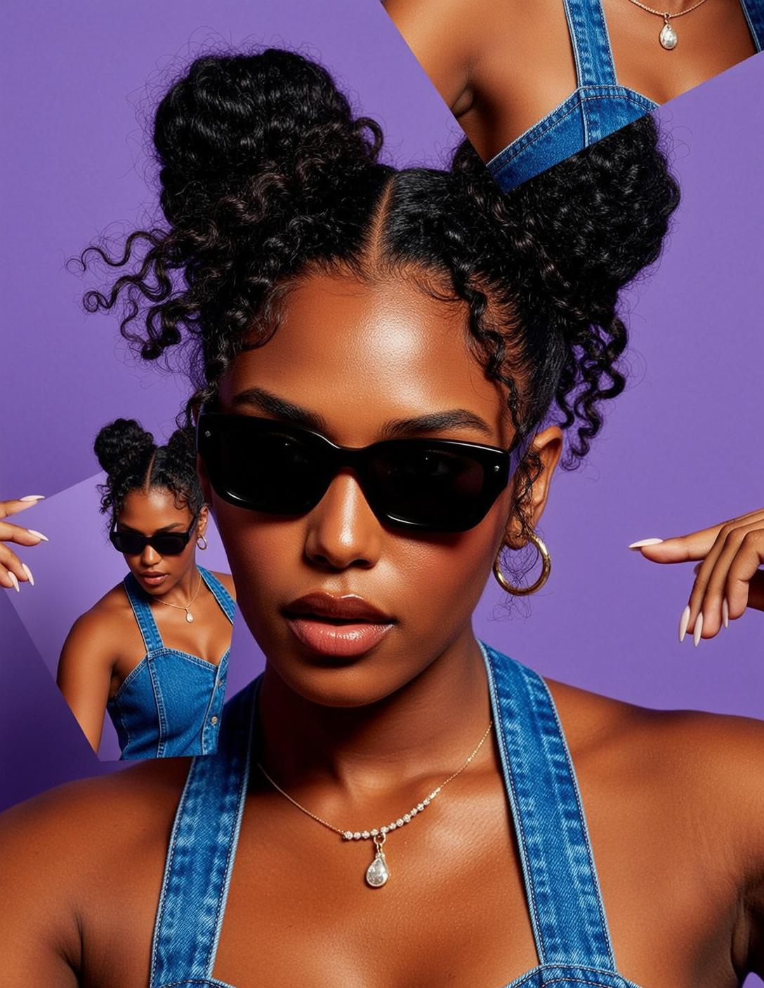Creative Young Black Dark Curly Hair Styled