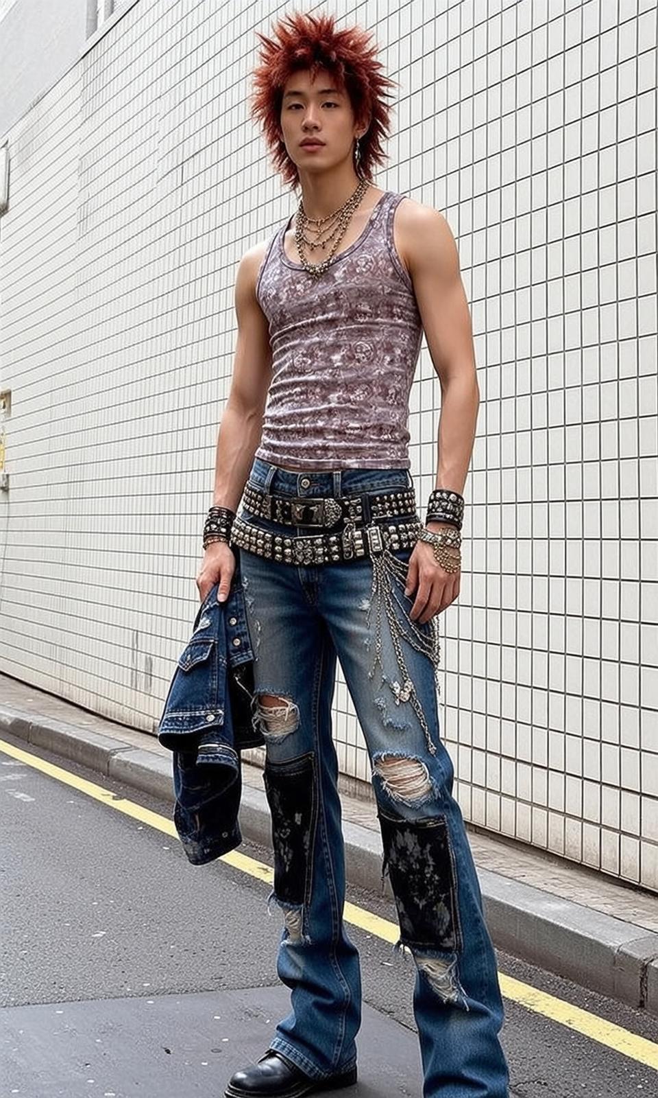 Denim Jacket Held Purple Velvet Tank