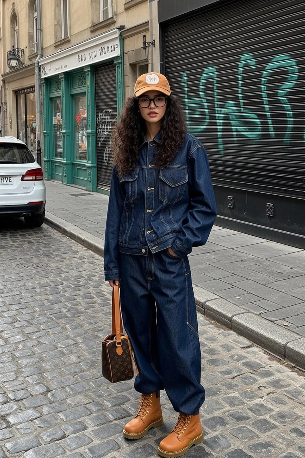 Glasses With Denim Jacket On A Street