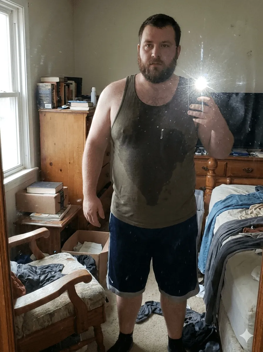 Realistic Man Window Light Messy Room