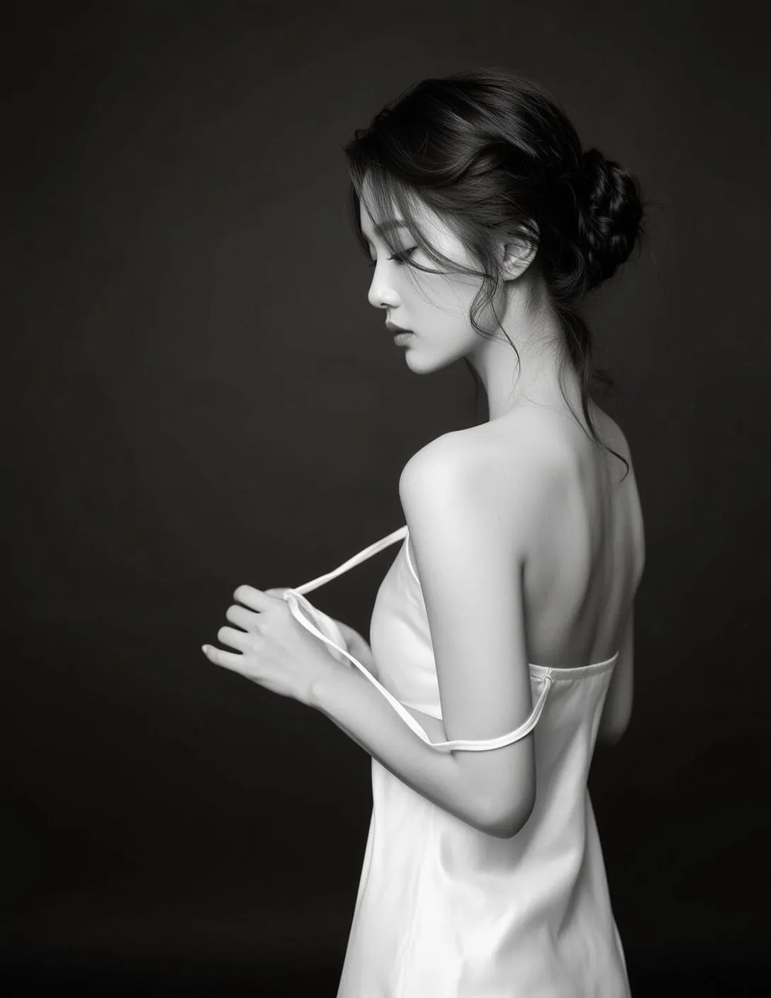 Makeup With White Silk Dress