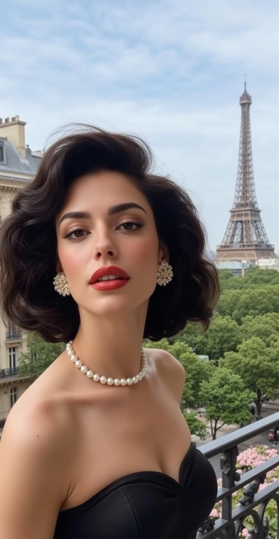 Paris Balcony Vintage Glamour Woman