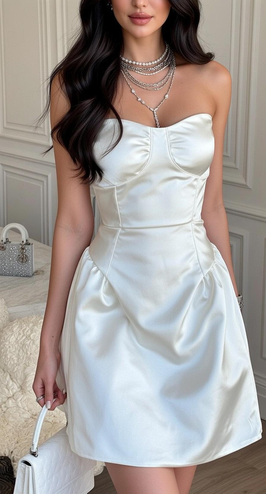 White Corset Bedroom Pose