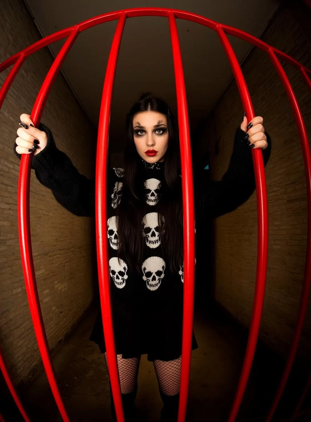 Makeup Necklace Rings And Manicure In Dark Concrete Hallway