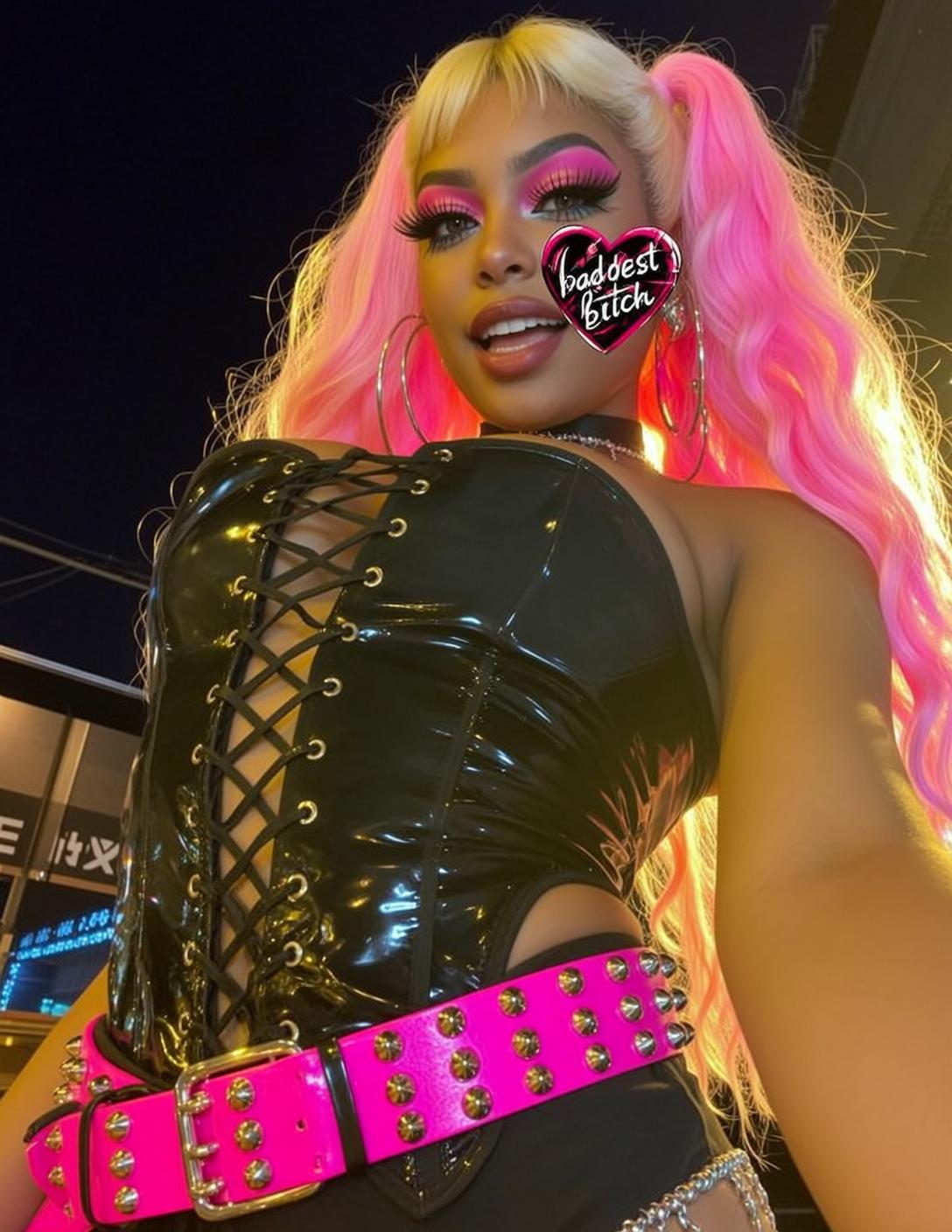 Baddie Captured Low Angle Looking Directly Playful