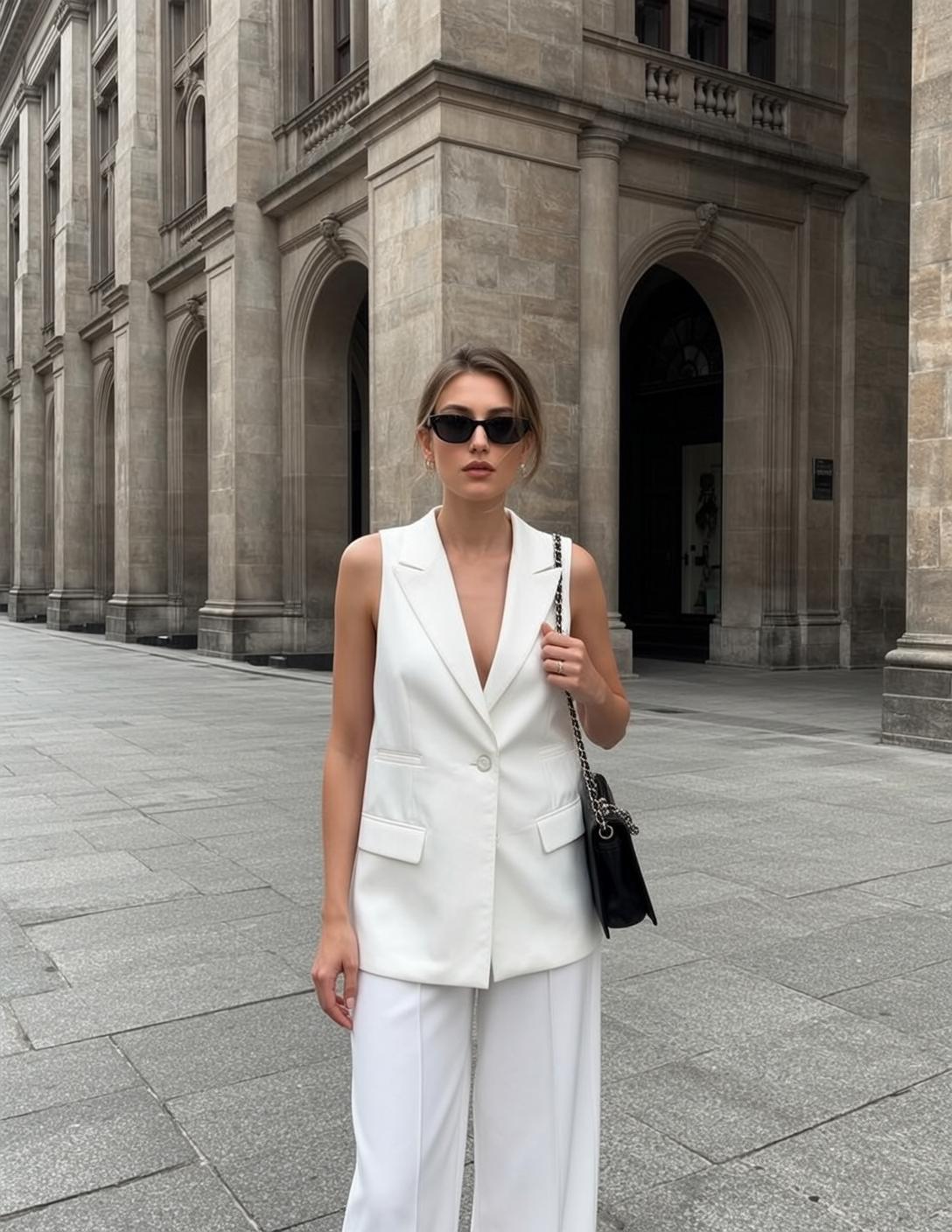 White Suit Urban Street Fashion
