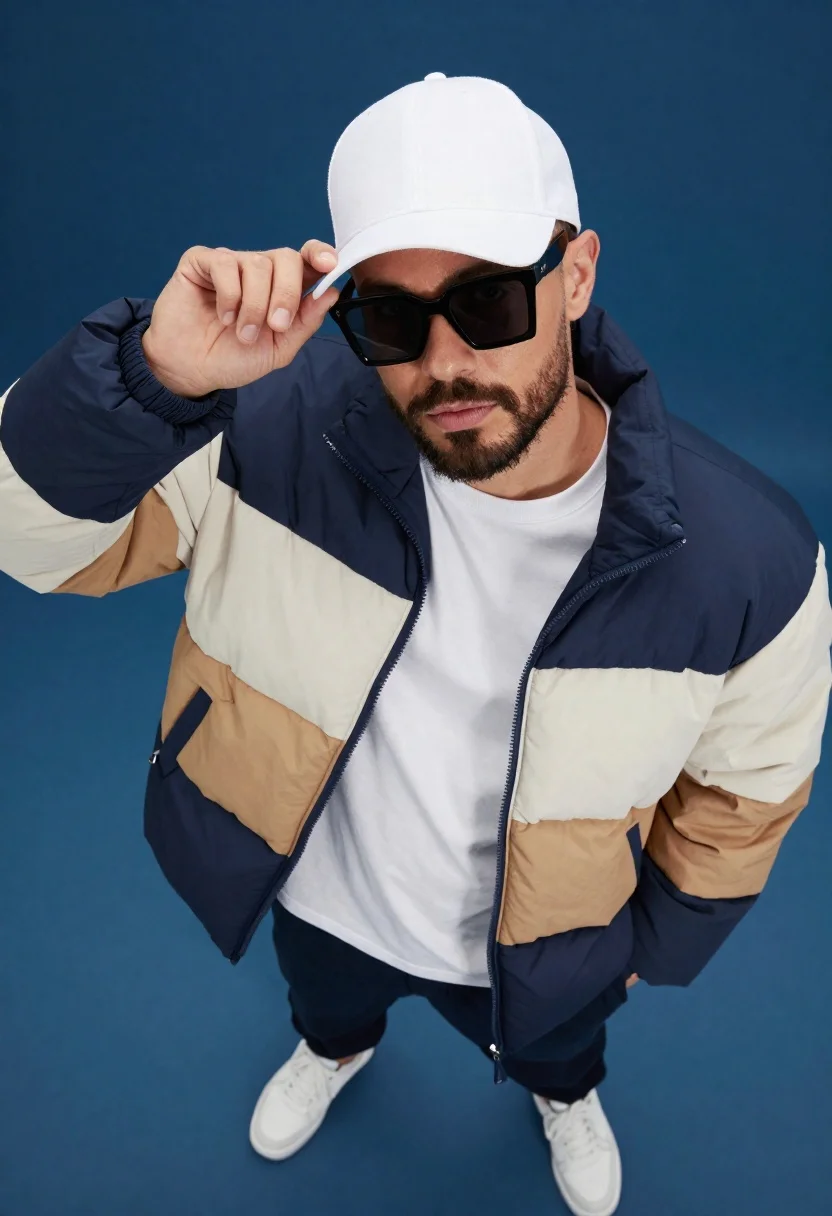 Confident Man With Short Beard Looks Directly The Camera While