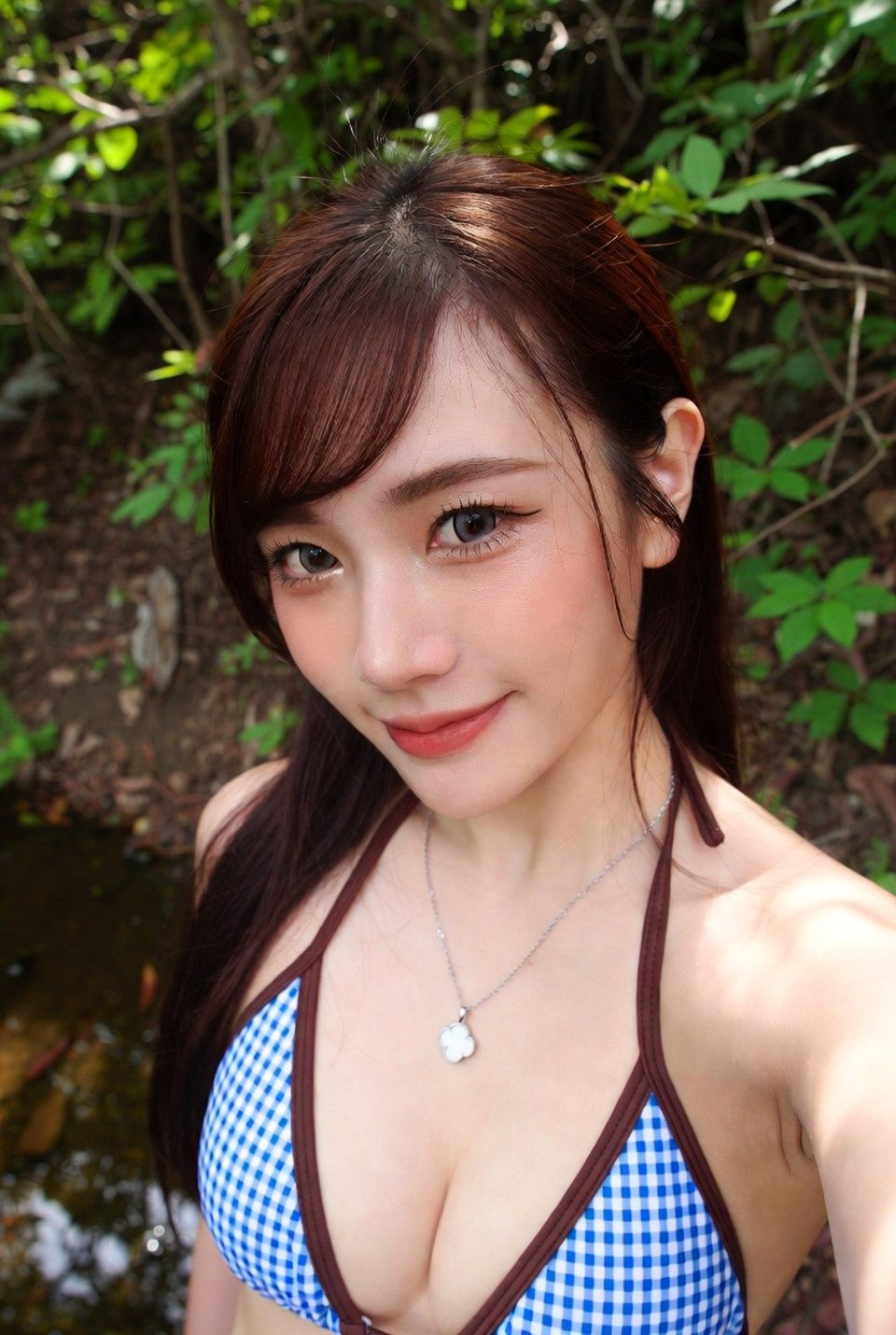 Selfie Soft Smile Humid Outdoors reference photo