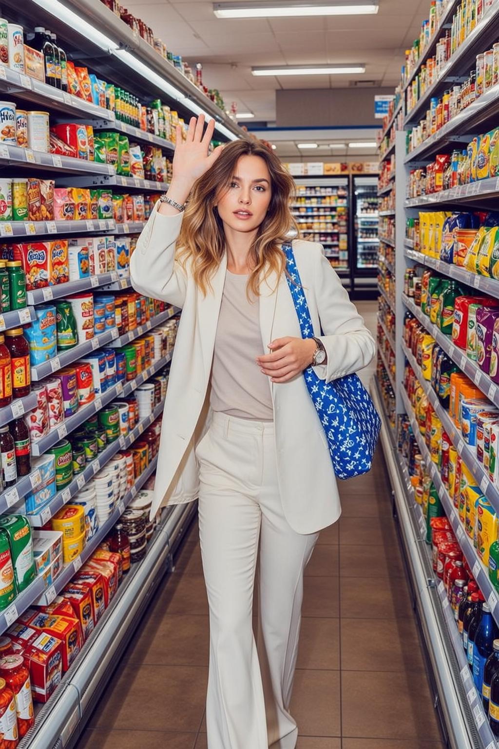 Cream Suit Grocery Aisle Wave