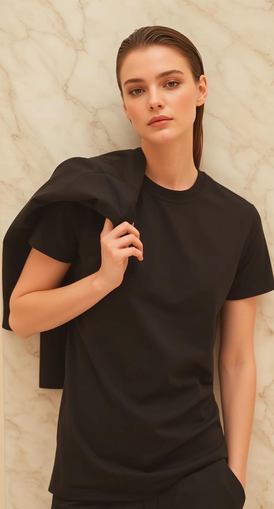Marble Wall Three Quarter Portrait