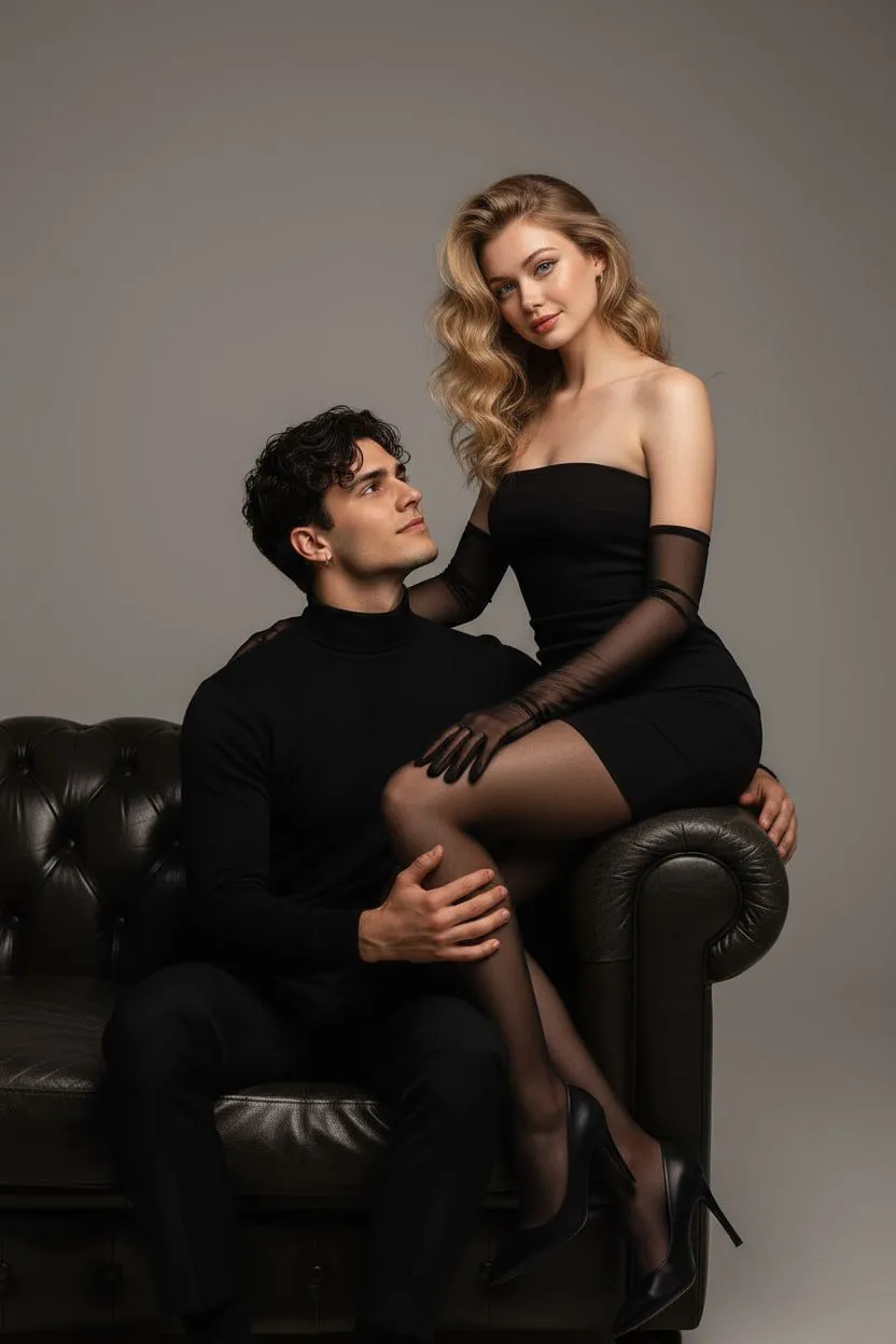 Gray Studio Couple Pose
