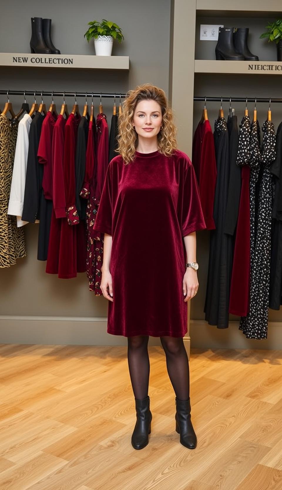 Autumn Curly Blonde Hair Fair Skin Short-sleeved
