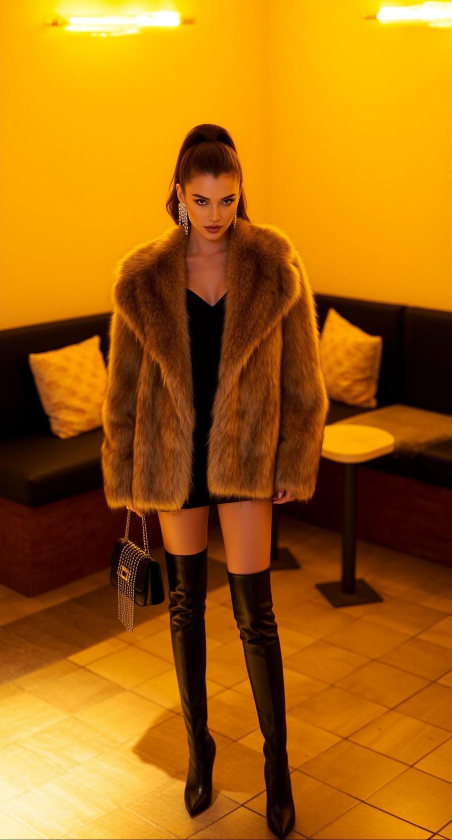 Fur Coat Lounge Evening Look