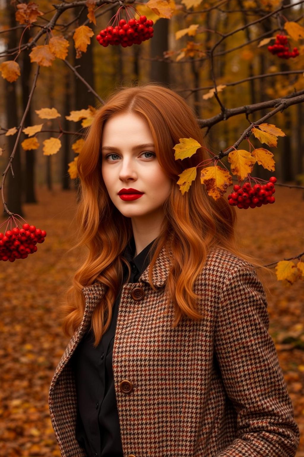 Houndstooth Coat Forest Portrait
