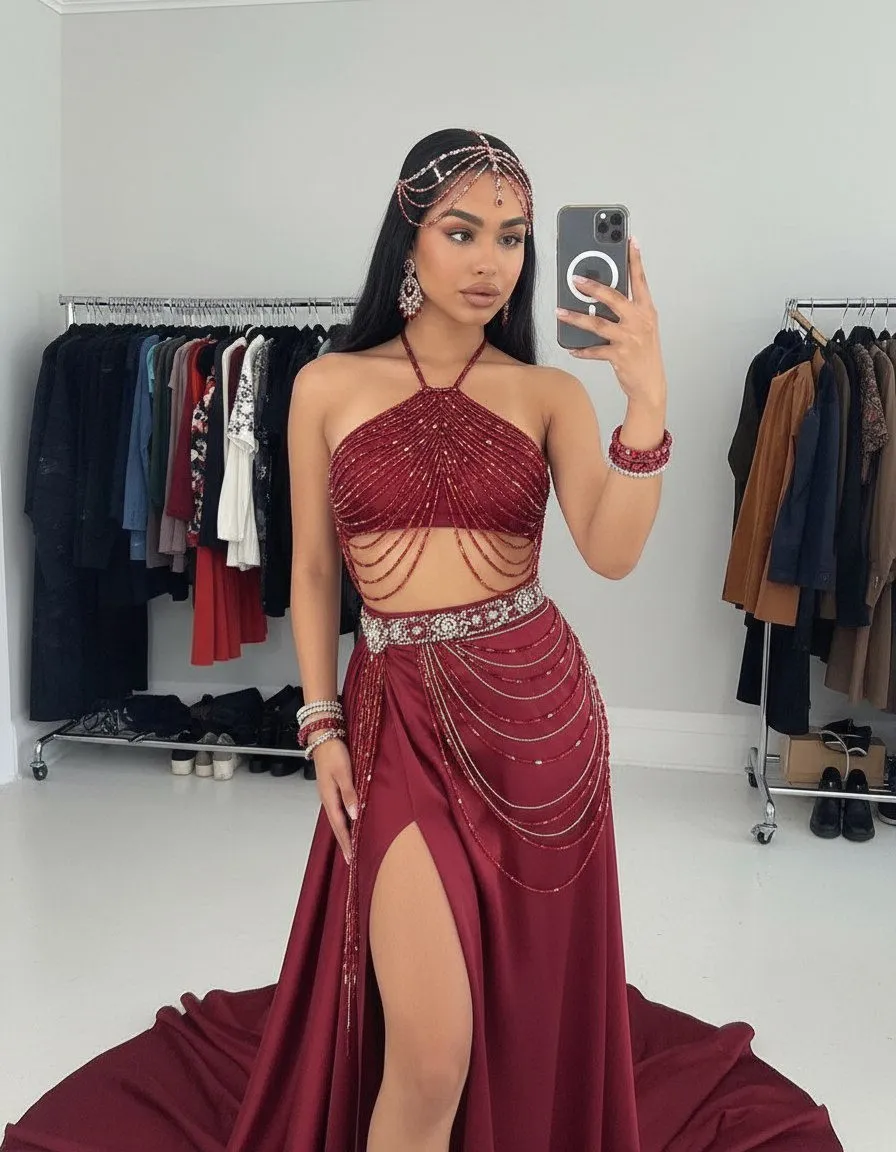 Makeup Earrings And Bracelets In Mirror Selfie