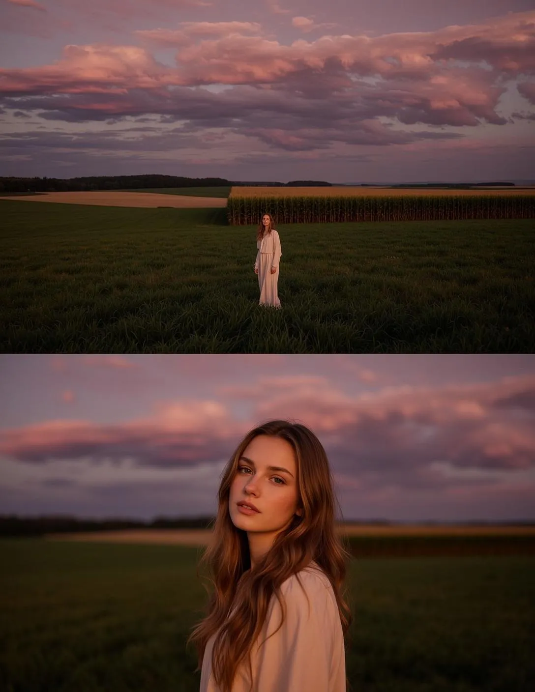 Explore Stands Vast Grassy Field Cornfield Her