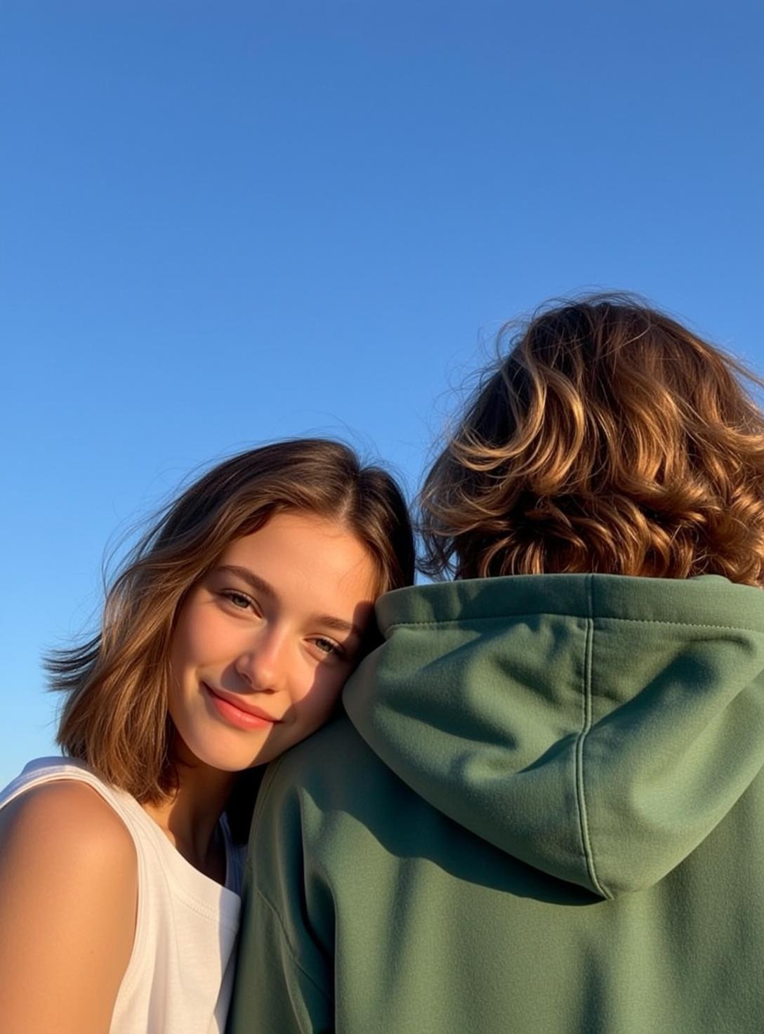 Explore Young Rests Her Head Shoulder Another
