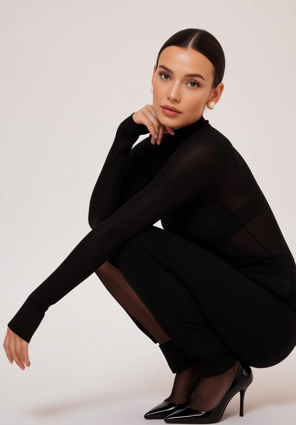 Luxury Young Dark Brown Pulled Back Bun