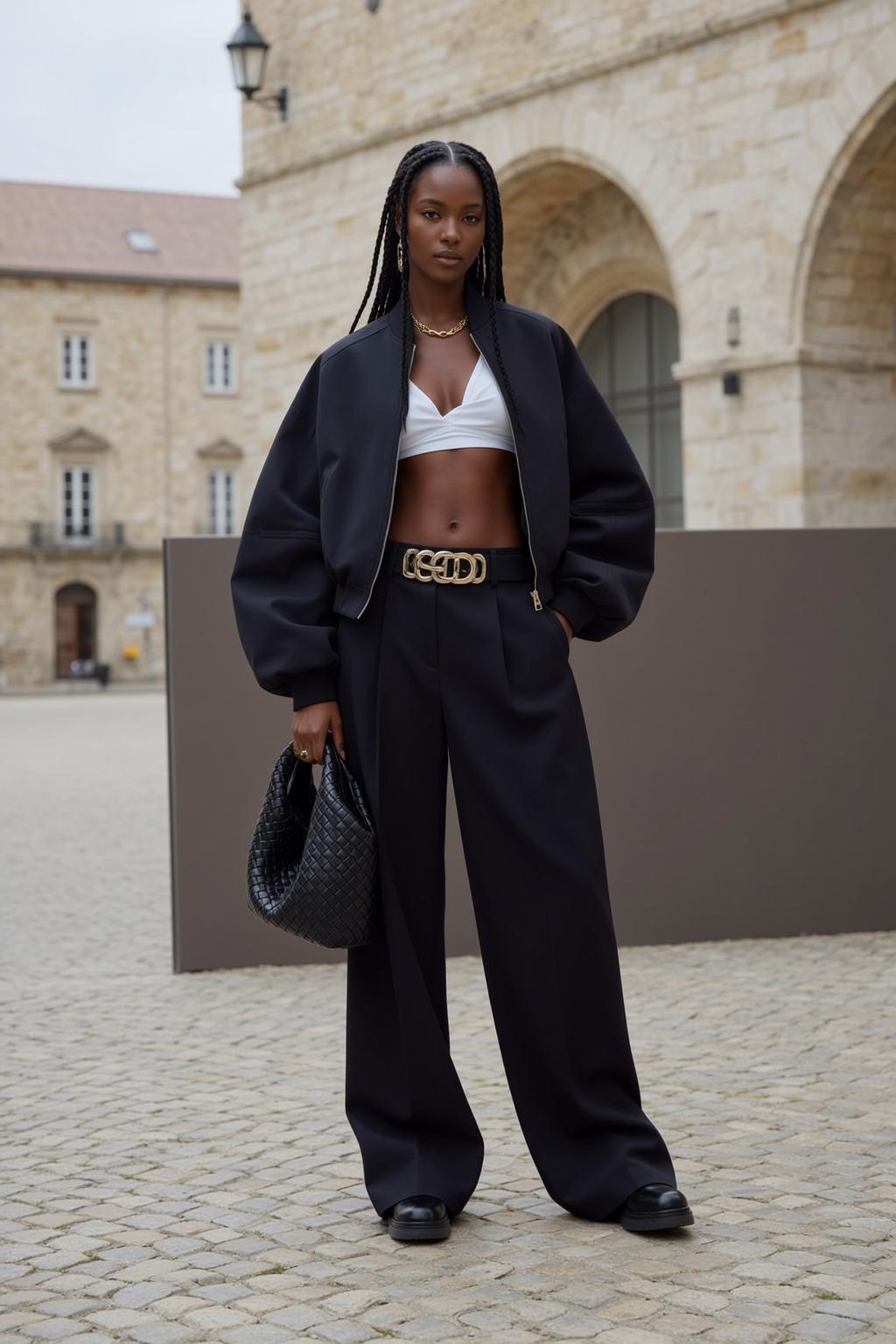 Fashion Week Young Black Long Braided Hair