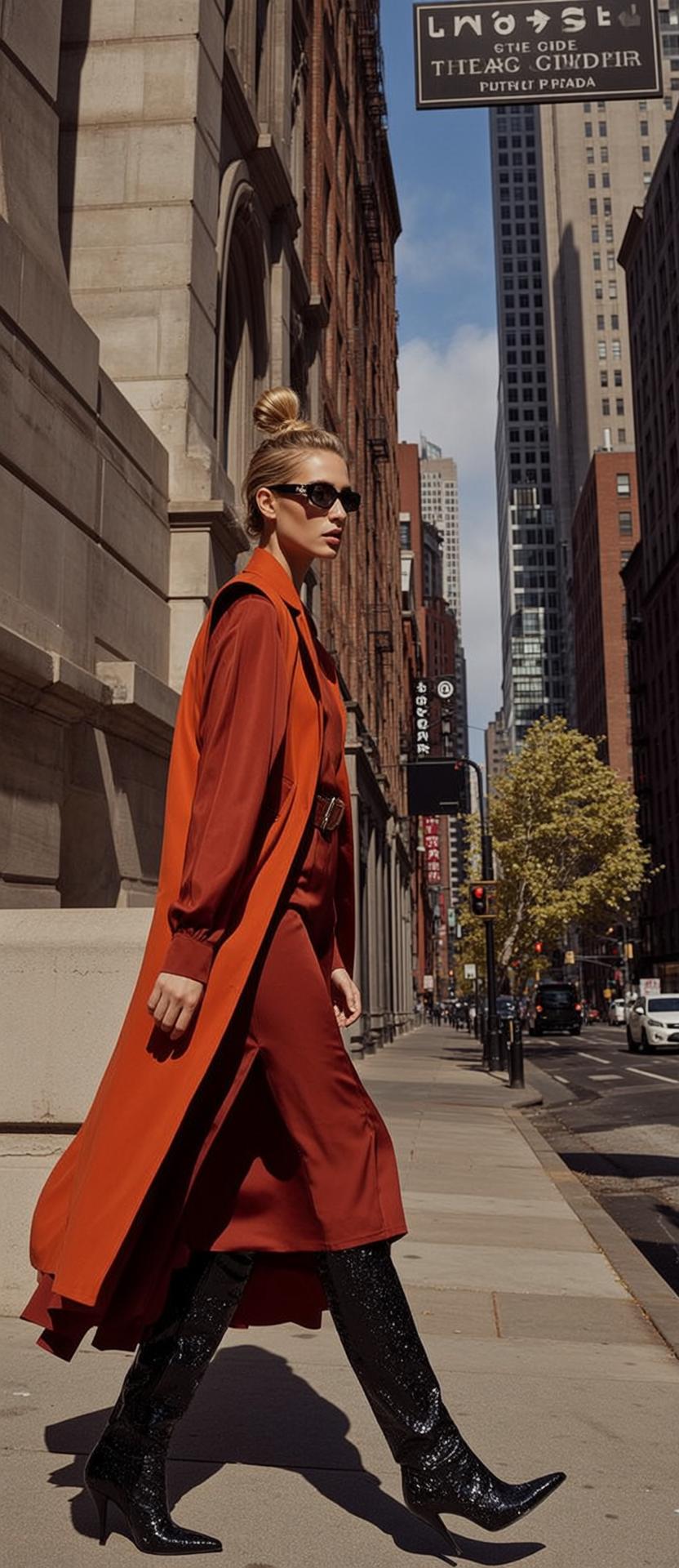 Walking City Sidewalk Burnt Orange Vest