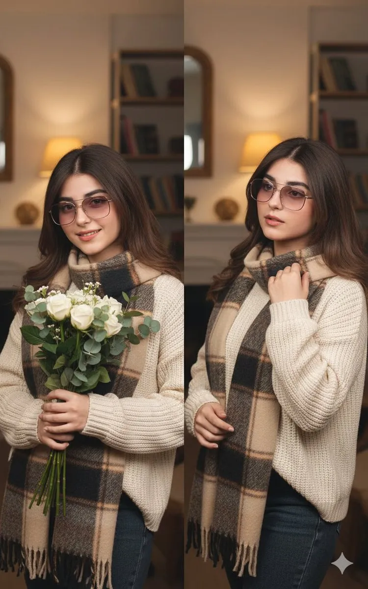 Glasses In A Winter Close Up Portrait