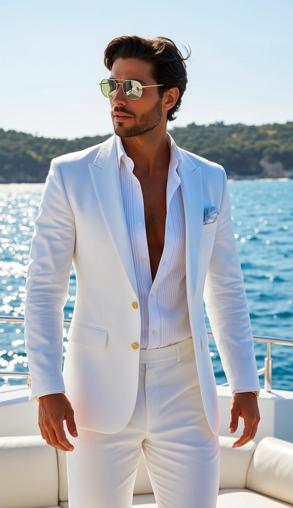 Handsome Dark Brown Styled Tanned White Dress