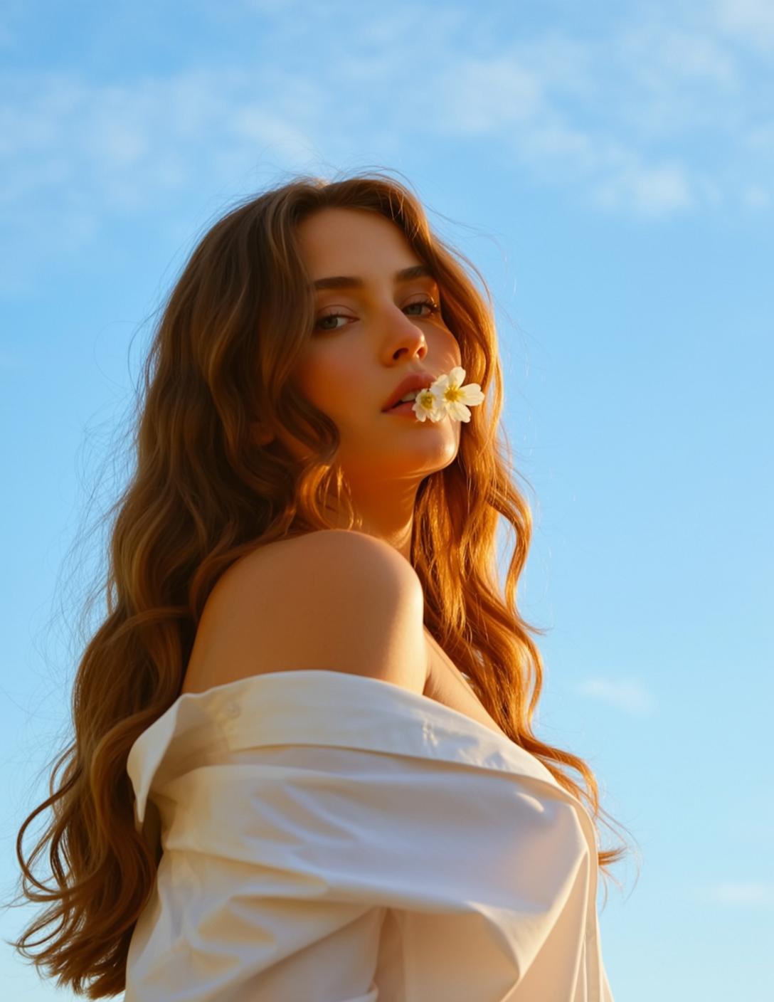 Off Shoulder Flower Portrait