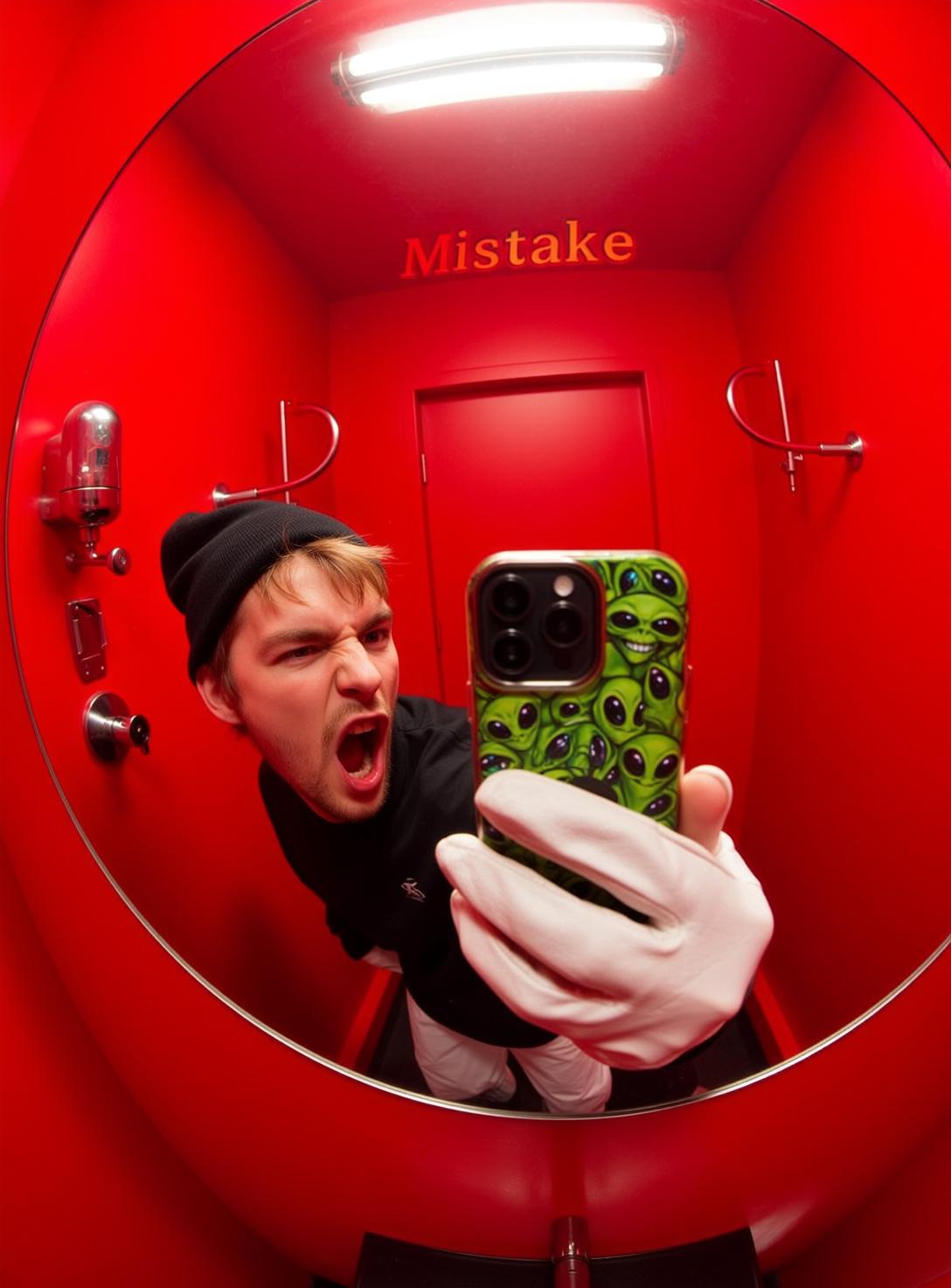 Red Room Alien Phone Selfie