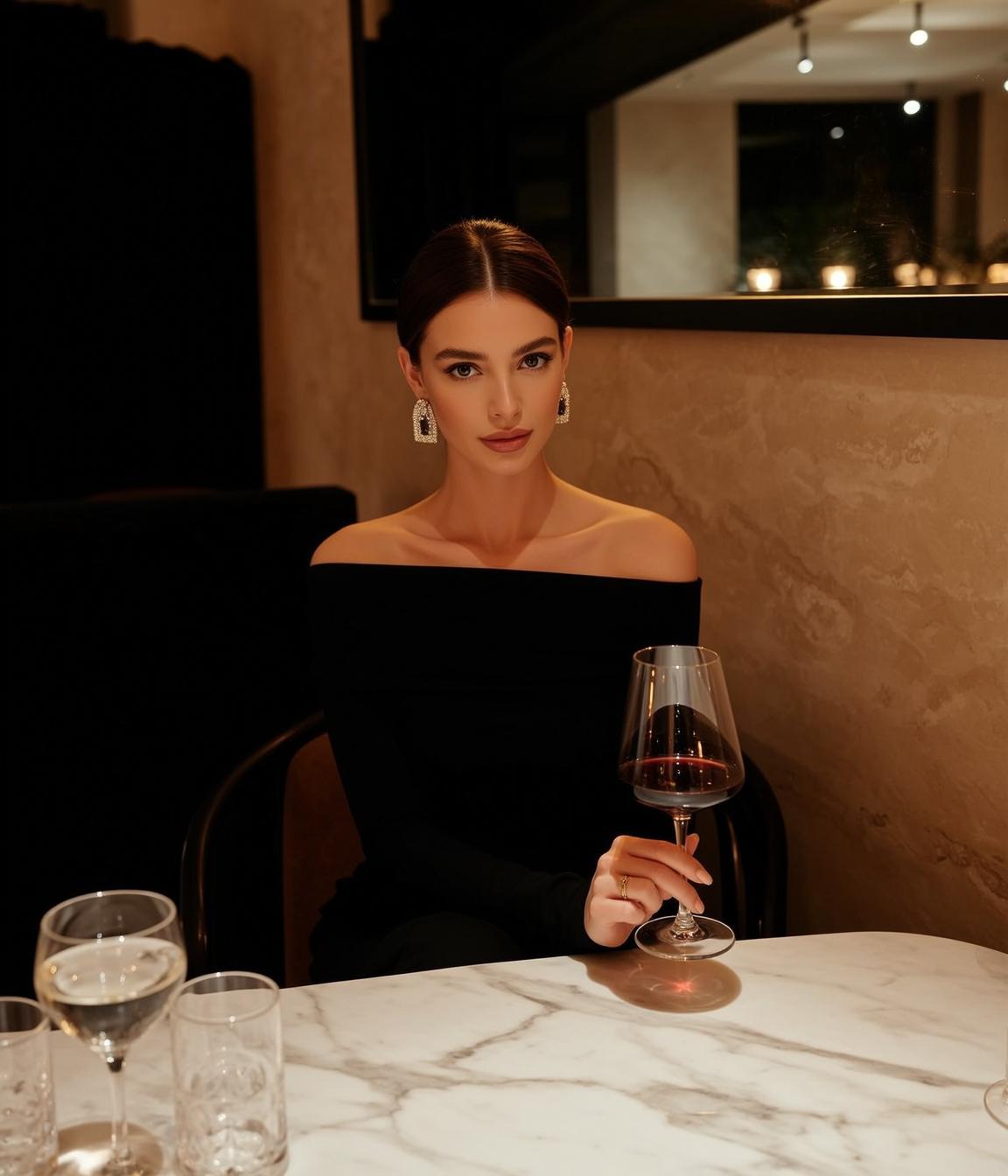 Explore Seated Table Facing Slight Turn Her