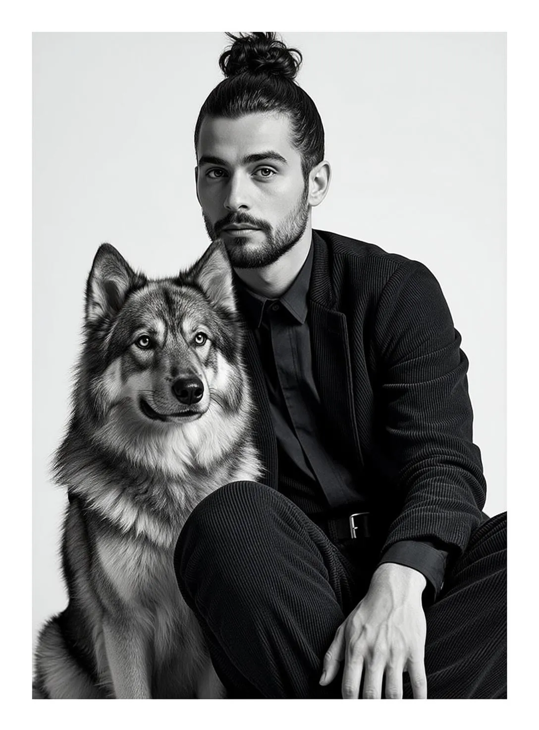 Beard Bun Dark Tied Fair Black Collared