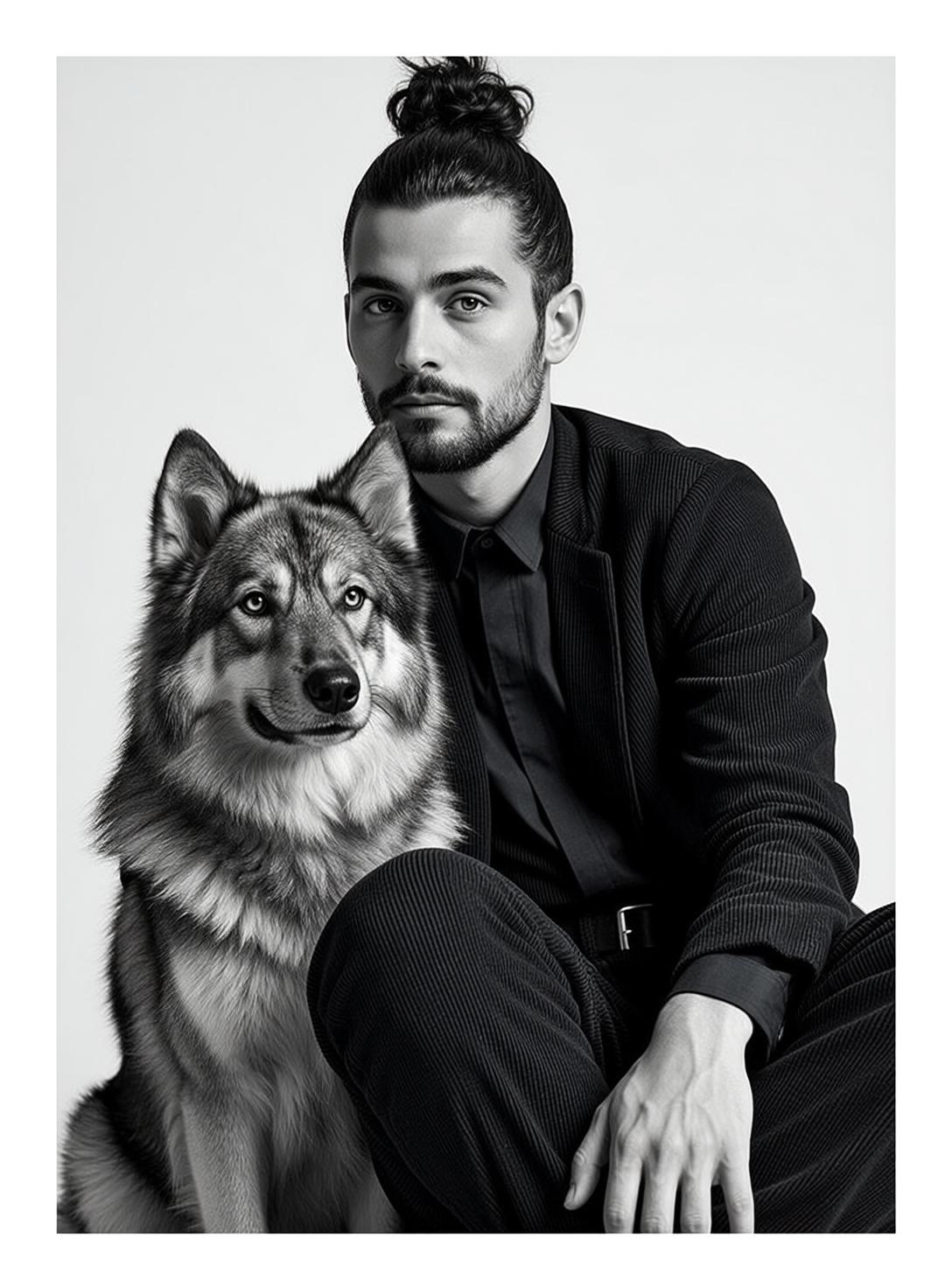 Beard Bun Dark Tied Fair Black Collared