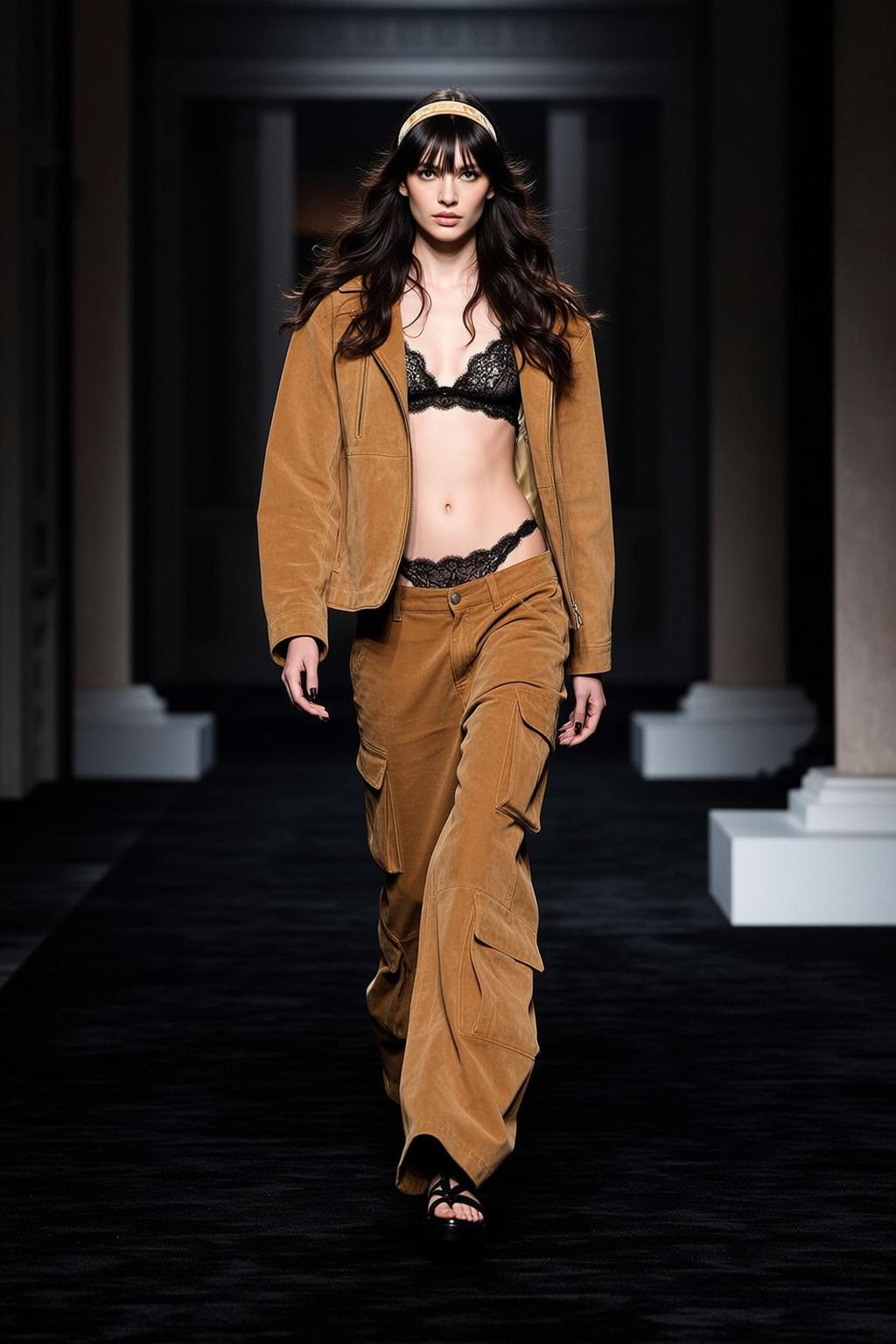 Fashion Week Young Long Dark Wavy Hair