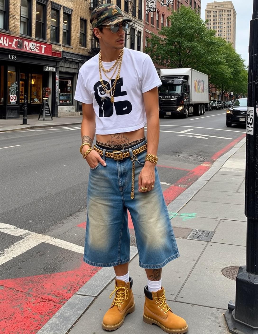 Young Dark Short Tan White Cropped T-shirt