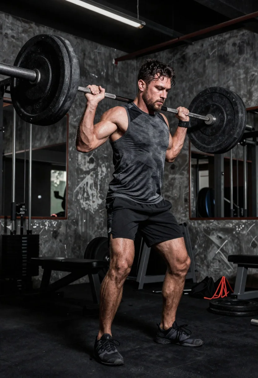 High-intensity Gym Scene Capturing Powerful Athlete Mid-workout Gritty Fitness Environment reference photo