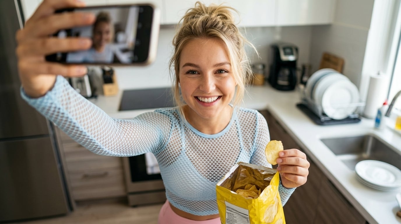 Kitchen Selfie Bright Natural Light Pink Leggings