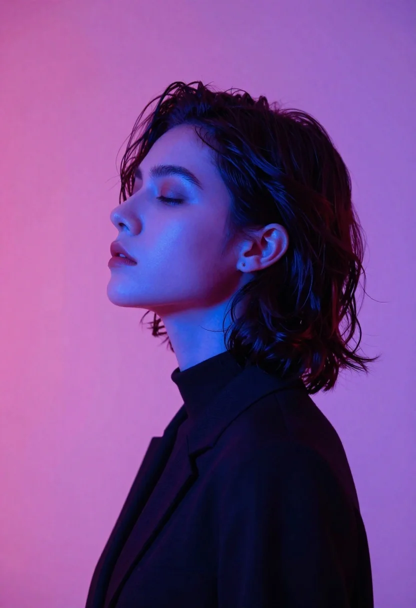 Portrait Young Woman Profile With Her Eyes Closed And Head reference photo